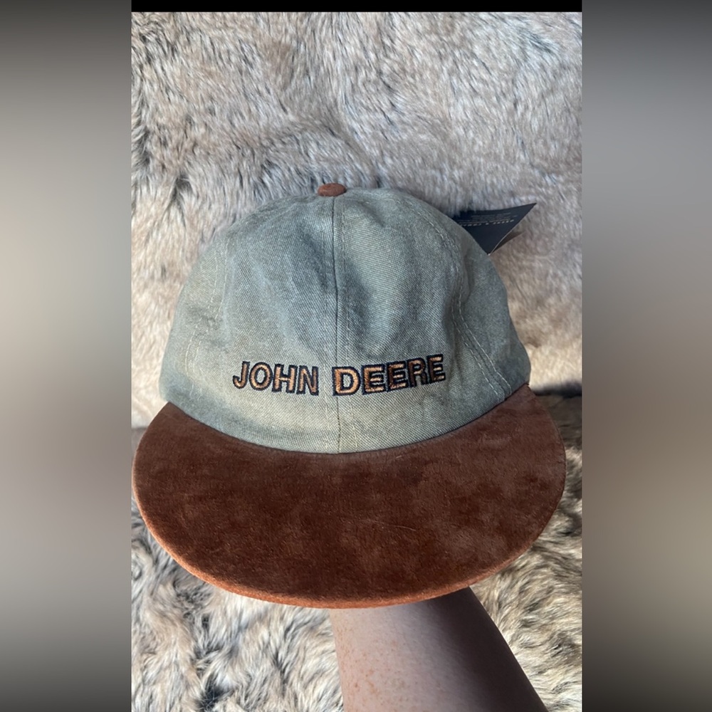 Vintage John Deere Suede Leather Brim Hat Made in Canada NWT